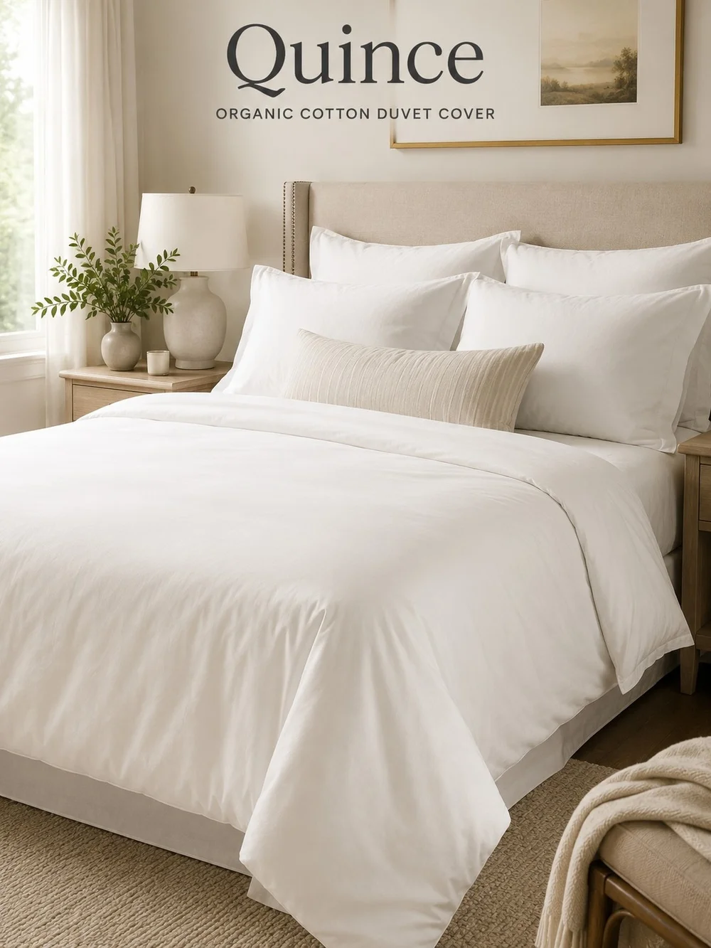 Quince Organic Crisp Percale Duvet Cover White Full Queen NWOT